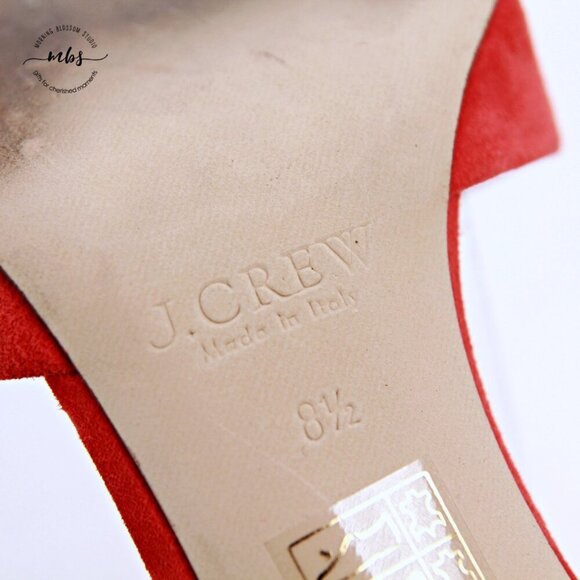 J. Crew Elsie Leather Pointed Toe Heel Pumps Orange Red Women 8.5 - Picture 14 of 14